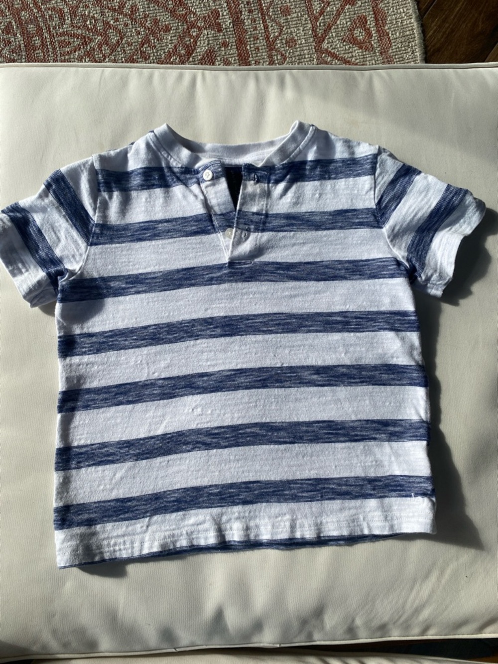 Janie and Jack White & Blue Striped Henley Tee